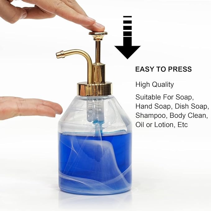 Soap&Lotion Dispensers Replacement Made of ABS Material,Smooth Action Oil Can Pump Head Suitable for Wider Mouth Bottle of 1.3 in (33 mm) Thread,Stylish Pump for Bottles DIY-Chrome Gold
