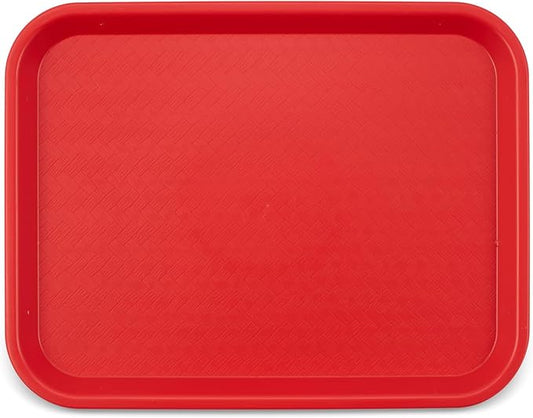 Carlisle FoodService Products Cafe Fast Food Cafeteria Tray with Patterned Surface for Cafeterias, Fast Food, And Dining Room, Plastic, 17.87 X 14 X 0.98 Inches, Red