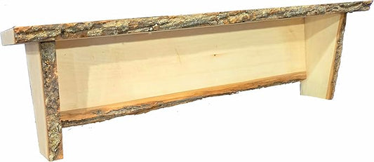 Foggy Bottom Woodworks LLC Rustic Basswood Bark Live Edge Shelf, 22 Inches