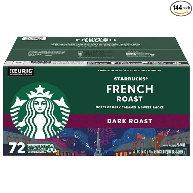 Starbucks French Roast K-Cups for Keurig, Dark Roast - 144 Count