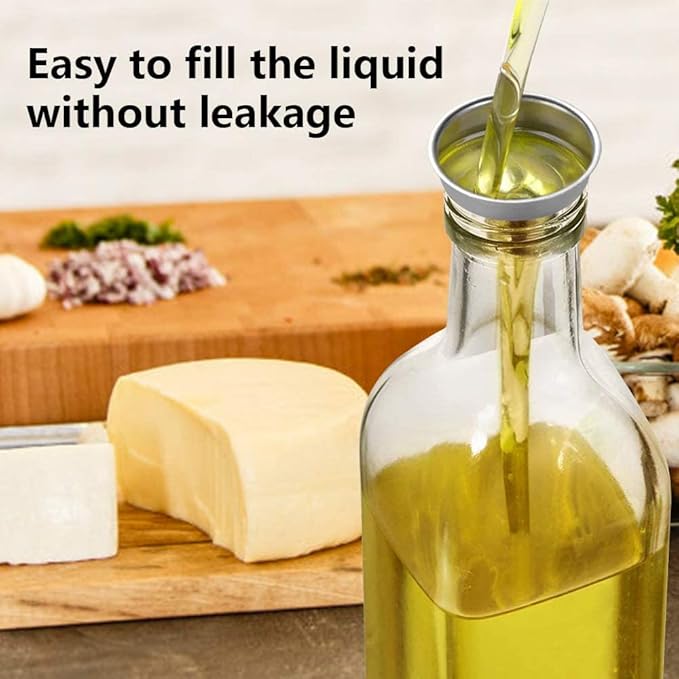 WERTIOO Olive Oil Dispenser Bottle, 2 Pack 17oz Oil and Vinegar Dispenser Set Clear Oil Bottles Container for Kitchen with 4 Spout, Funnel & Pen and Labels