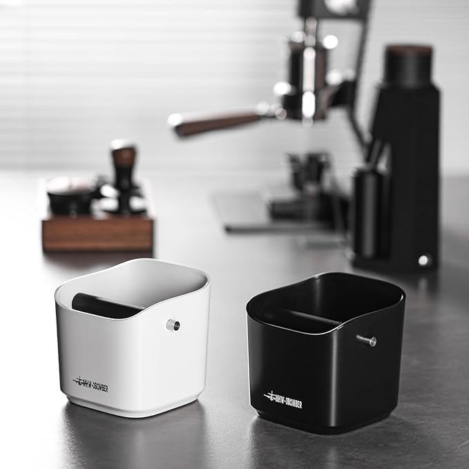 MHW-3BOMBER Espresso Knock Box, 1.2L(15 Cups) Coffee Knock Box with Removable Knock Bar and Anti-slip Pads for Espresso Puck, Coffee Ground, Durable Espresso Accessories, White GB5968W-OS