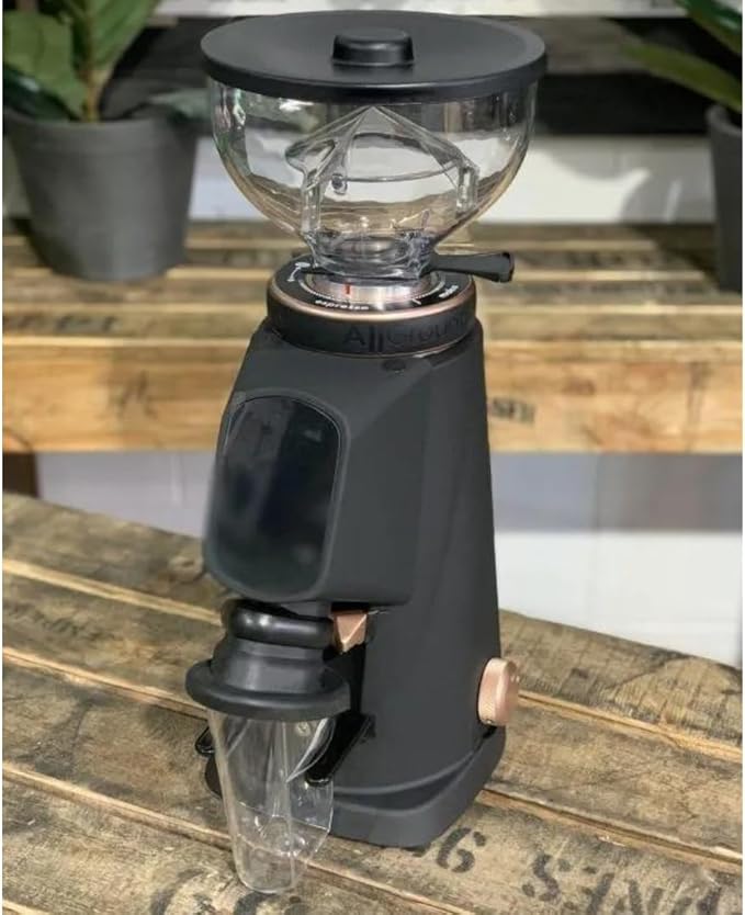 Fiorenzato All Ground Burr Grinder/Coffee Grinder for Home/Burr Coffee Ginder/Electric Coffee Ginder/Coffee Bean Grinder - 64mm flat burrs with Container - Made in Italy