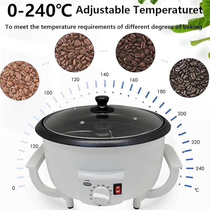 Coffee Roaster Machine for Home Use, Electric Coffee Bean Roaster, Coffee Bean Roaster, 0-240℃ Temperature Adjus, 750G Capacity Non-Stick Coating for Baking Nuts Beans