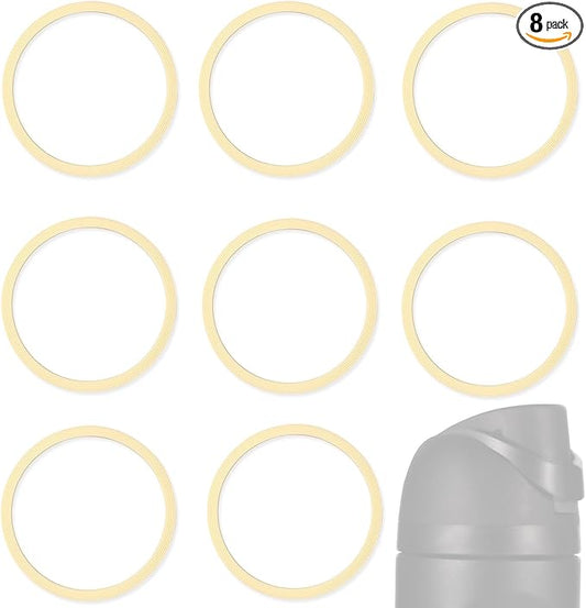 8pcs Water Bottle Sealing Ring Replacement for Owala FreeSip, Silicone Lid Seal O Ring Gaskets Water Bottle Replacement Parts Accessories for Owala Cup 24/25/32/40 oz (Beige)