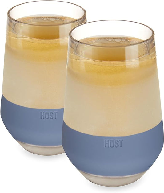 HOST Freeze XL Cooling Cup in Double Walled Insulated Freezable Drink Chilling Tumbler with Freezing Gel, 12 Ounces - Slate Blue Set of 2