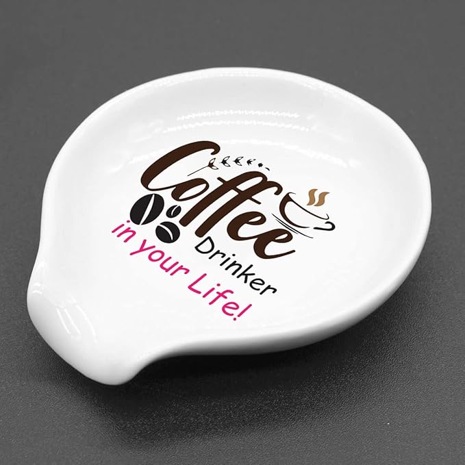 Funny Colourful Coffee Spoon Rest- Ceramic Coffee Spoon Holder-Cafe Station Bar Accessories-Coffee Drinker in Your Life Sign