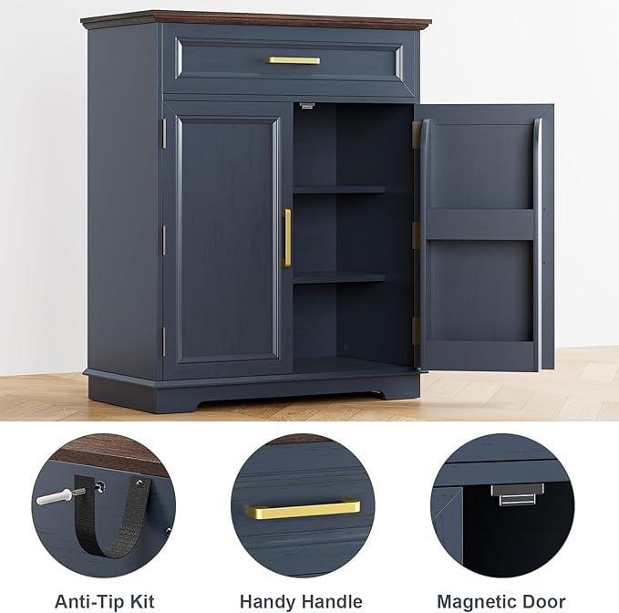 Kitchen Storage Cabinet with Drawer, Buffet Cabinet with Storable Door, Modern Floor Sideboard, for Living Room, Entryway,Blue