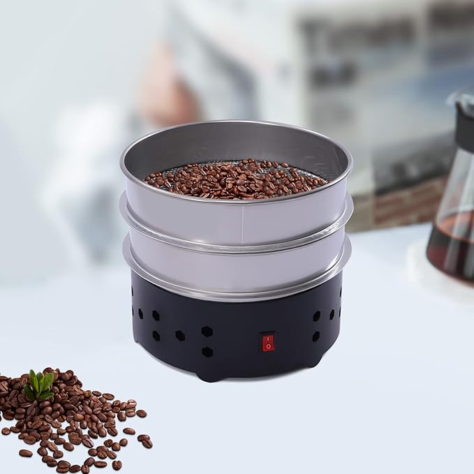 SHIPUNAYE Coffee Bean Cooler, 1.3lb Electric Coffee Roasting Cooling Machine, 2 Layer Stainless Steel Coffees Chaff Collect Cooler Tool, Mesh Brewing Cooling Tool for Home Cafe