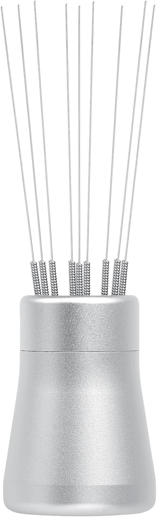Normcore WDT Tool V2.1 with Stand, 9 Prong 0.23mm Espresso Distribution Tool, Weiss Distribution Technique, Magnetic Coffee Stirrer with 16 Extra Needles, Silver