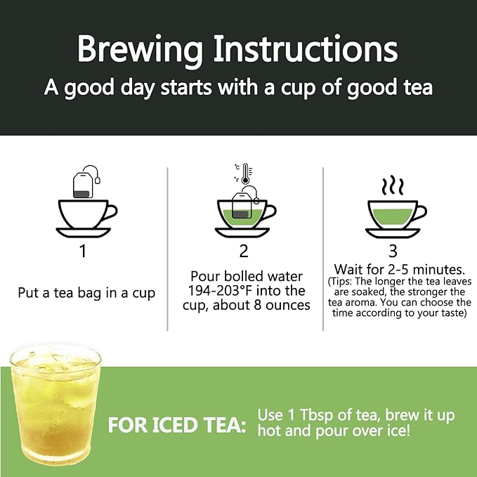 RIANTEA Organic Emerald Green Tea Bags 100% Natural Whole Leaf Tea Bag Naturally Sugar Free Low Caffeine Teabag Premium Original Leafy Green Tea Bag Suitable for Gifts Office Reception (20 Counts)