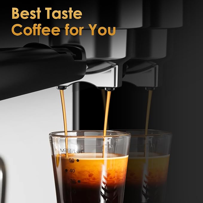 Geek Chef Espresso Machine with Automatic Milk Frother, 20 Bar Coffee & Espresso Maker, Cappuccino/Latte/Iced Coffee Machine, TouchScreen, ESE POD, Instant Heating for Home Barista