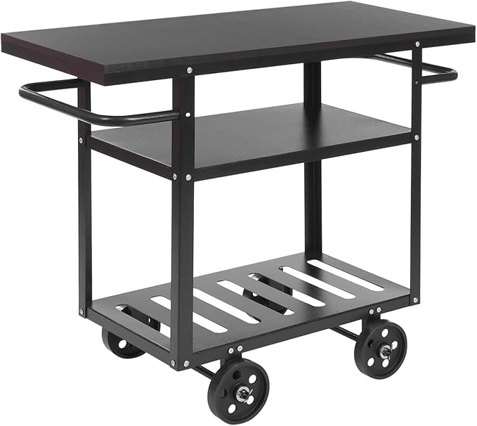 Rolling Bar Cart with Wheels, Industrial Mobile Serving Cart Kitchen Storage Cart 3-Tier with 2 Side Handle, Vintage Rustic Style, Heavy Duty & Sturdy, for Home Bar Cafe Restaurant Hostel