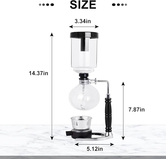 YUCHENGTECH Syphon Coffee Maker Tabletop Glass Siphon Pot Glass Technica Siphon Vacuum Coffee Maker(3 Cups(360ml))