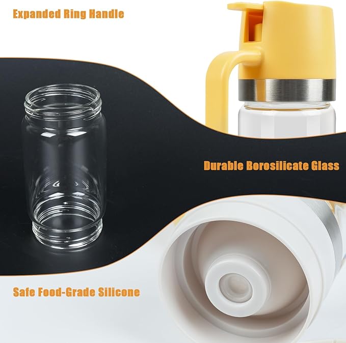 Ecopandy Honey Dispenser No Drip with Base 2025 Upgrade, 12 OZ Glass Honey Jar pot with Handle, Syrup Dispenser for Coffee or Tea, Mess Free Honey Dispenser for Honey and Syrup, Honey Container