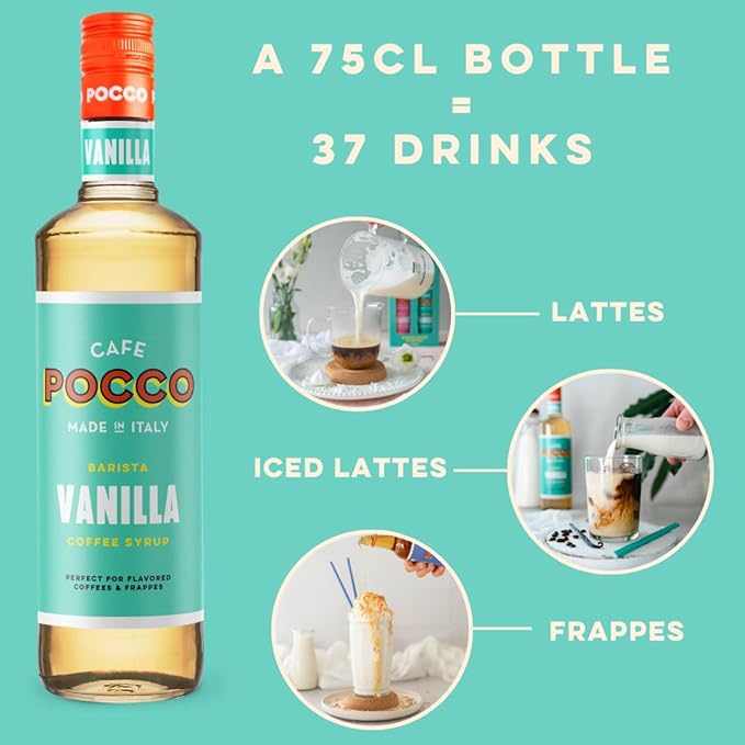 Cafe Pocco Vannillia Syrup 750ml Glass Bottle (1 Bottle, N/A)