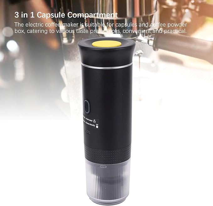 Yunir Portable Electric Coffee Machine, Self Heating Travel Coffee Maker with Capsule Design, 15 Bar Pressure, Material, Coffee Maker for Travel Office Car