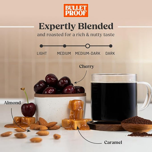 Bulletproof The Mentalist Medium-Dark Roast Whole Bean Coffee, 12 Ounces (Pack of 3), Clean Coffee Tested for Toxins, Packaging May Vary