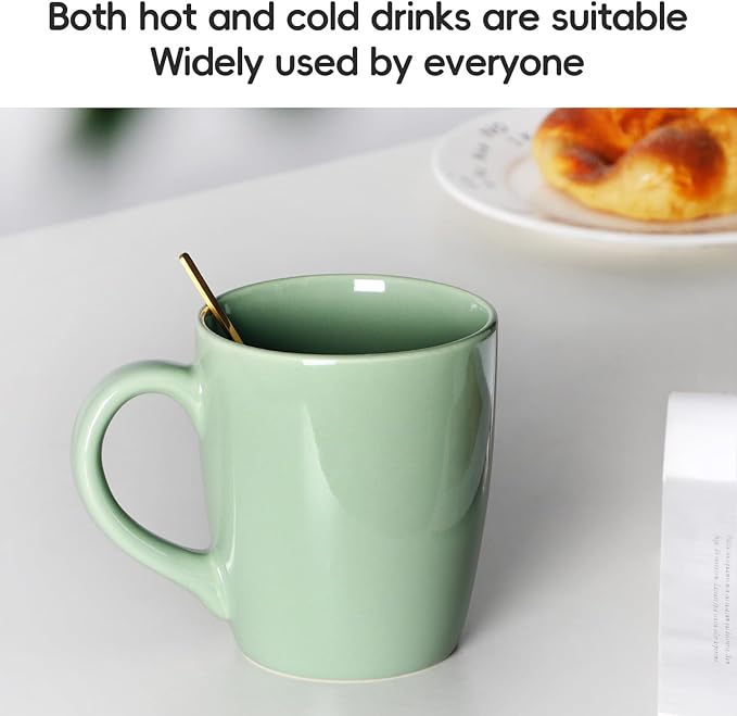 Smilatte 20 OZ Large Coffee Mug, Nice Ceramic Boss Tea Cup with Big Handle for Dad Men Women, Unique Style For Any Kitchen, Pure Green