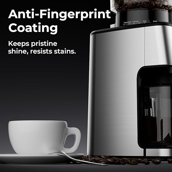 URintells Cuising Burr Coffee Grinder, Electric Coffee Grinder with 51 Grind Settings, Precision Timer, Stainless Steel Espresso Grinder with Anti-Static Design, Easy Clean and 3 Modes