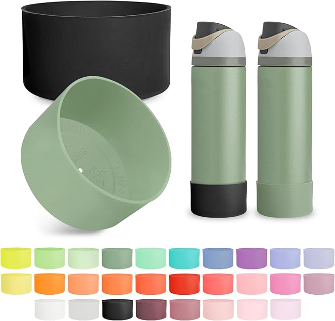 2PCS Silicone Boot for Owala 24oz FreeSip Water Bottle, Anti-Slip Scratch-Resistant Bottom Sleeve, Protective Sports Bottles Accessories, BPA-Free
