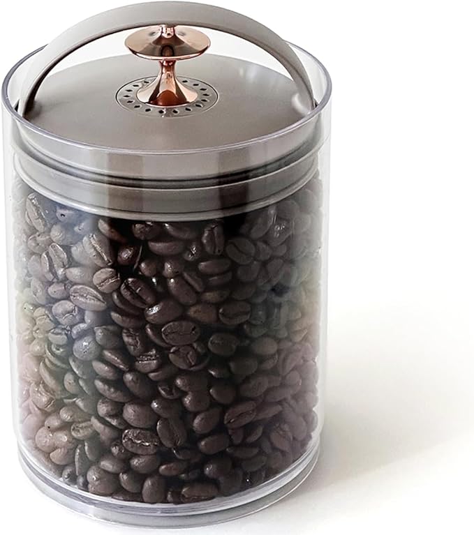carrotez Vacuum Sealed Coffee Bean Container – 0.9 L (30.4 oz) Airtight Food Storage Canister with Easy-Release Lever, Stackable Space Saver for Kitchen Countertop