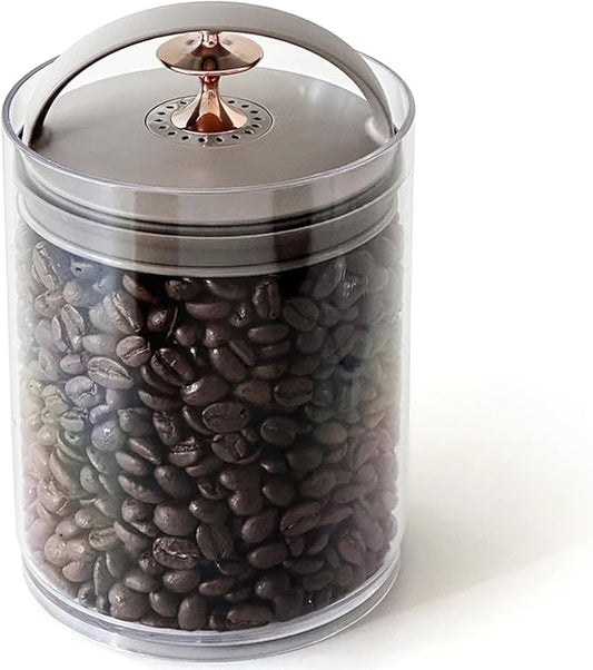 carrotez Vacuum Sealed Coffee Bean Container – 0.9 L (30.4 oz) Airtight Food Storage Canister with Easy-Release Lever, Stackable Space Saver for Kitchen Countertop
