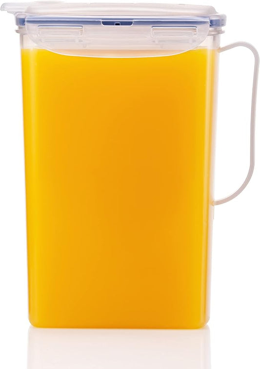 LocknLock Aqua Fridge Door Water Jug with Handle BPA Free Plastic Pitcher with Flip Top Lid Perfect for Making Teas and Juices, 2 Quarts, Clear