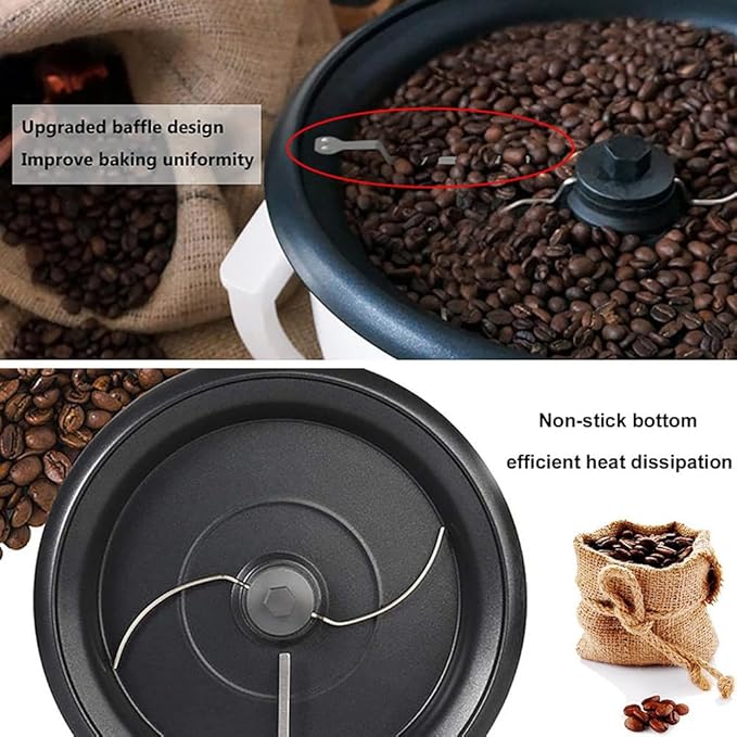 Coffee Roaster Machine for Home Use,1200W 750g Upgrade Household Electric Coffee Bean Roaster with Thermometer,Timer + Temperature Adjustment,Non-stick Pot,for Grain Drying 110V