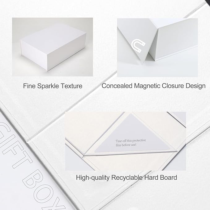 Ditwis 4 Pack 13.8x9x4.3 Inches Gift Boxes with Magnetic Closure Lids, White Magnetic Box for Wedding, Groomsmen Bridesmaid Proposal, Birthdays, Mother's Day
