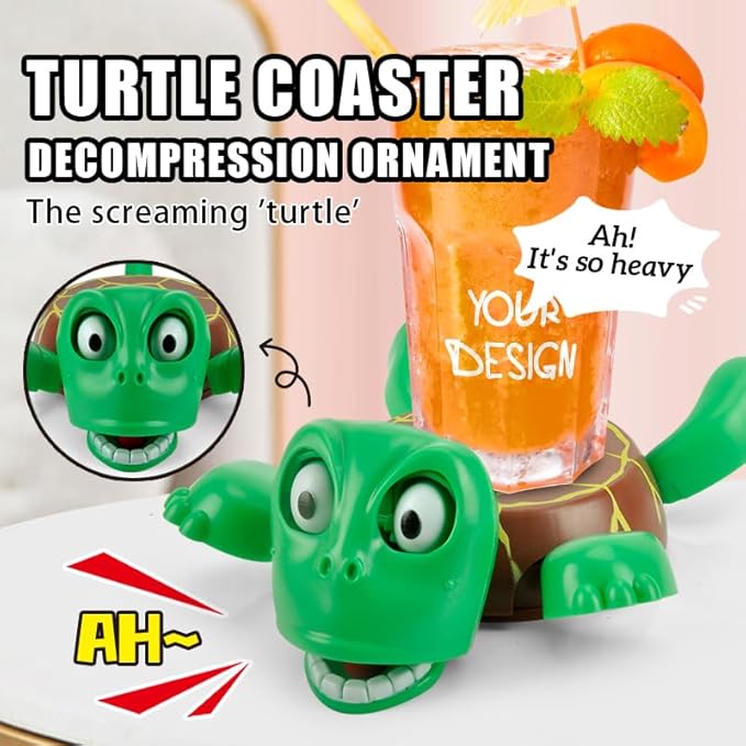 3D Pop-Up Eye Turtle Coasters - Surprise Stress-Relief Drink Coasters Set, Funny Desk Toys & Housewarming Gifts for Adults (Dark Green, Silent Version)