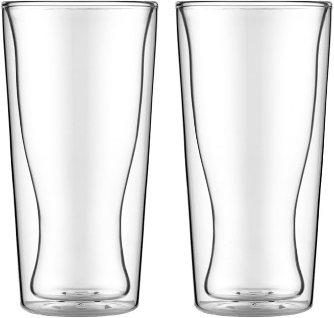 Bodum 2 Piece 12 oz SKAL Double Wall Glass, Clear