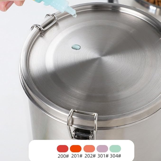 Stainless Steel Airtight Canister, Food Storage Canisters With Airtight Lid Locking Clamp, Stainless Steel Vacuum Sealed Grain Barrels For Coffee Bean Storage(1000ml/ A)