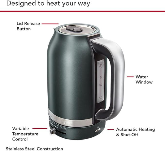 KitchenAid 1.7L Electric Kettle w/Temp Control KEK1701, Juniper