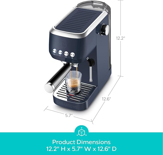 CASABREWS 3700 Essential Espresso Machine 20 Bar, Stainless steel Coffee Maker with Milk Frother, Espresso Coffee Machine for Cappuccino, Latte, 43.9oz Water Tank, Gift for Her, Sapphire Blue