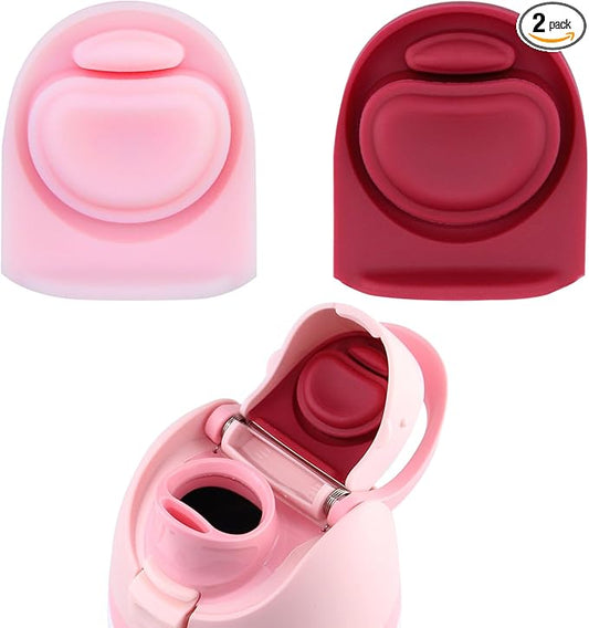 2 Pcs Replacement Rubber Seal Stopper Compatible with Owala FreeSip,Bottle Top Gasket Lid for Owala 16/19/24/32/40oz Seal Mouth Cap Silicone Stopper Parts Insert Accessories（Pink+Wine Red）