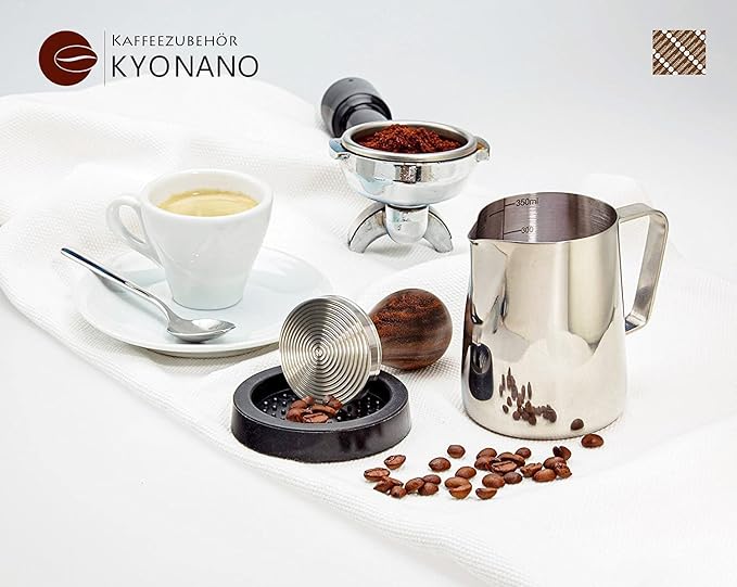 KYONANO Espresso Coffee Tamper 51mm - Espresso Press Tamper- Espresso Hand Tamper with Stainless Steel Base and Scented Rosewood Handle - Compatible with 51mm Delonghi Bottomless Portafilter