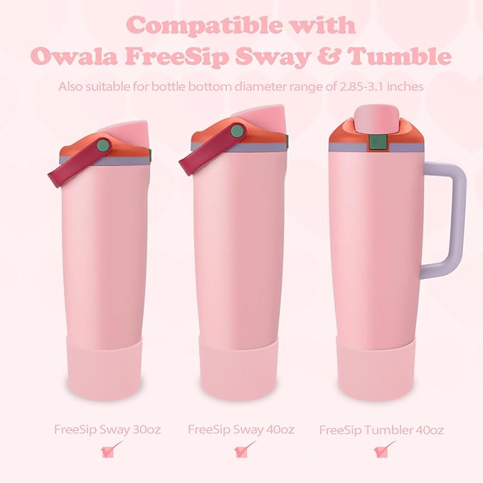 Silicone Boot for Owala 30oz & 40oz FreeSip Sway Bottles & Tumblers - Non-Slip, Scratch-Resistant, Stability Enhancer, Available in 12 Colors (Sugar High Pink)