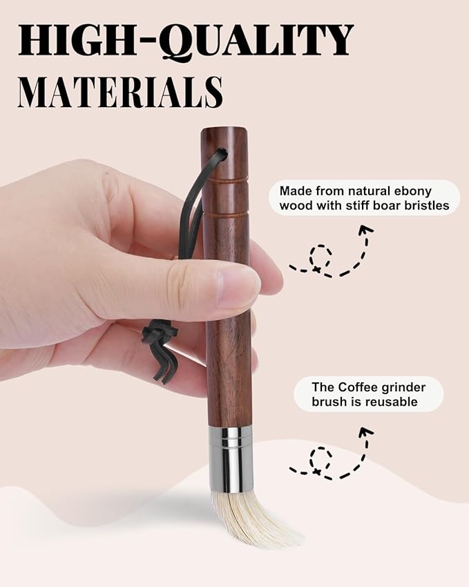 2 Pack Coffee Brush, Espresso Machine Brush with Hanging Rope & Walnut Wood Espresso Brush for Espresso Machine, Grinder, Countertop, Barista Tools