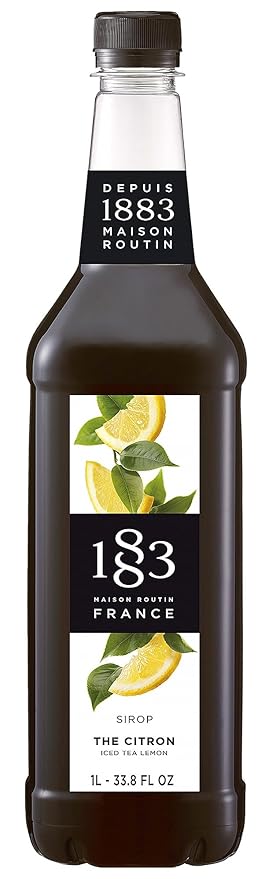 1883 Iced Tea Lemon Syrup for Drinks, Made in France, 1 Liter Plastic Bottle