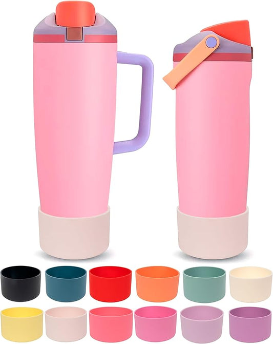 Silicone Boot for Owala 30oz & 40oz FreeSip Sway Bottles & Tumblers - Non-Slip, Scratch-Resistant, Stability Enhancer, Available in 12 Colors (Classic Pink)