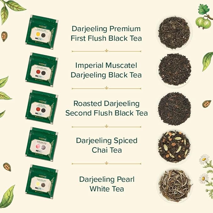 VAHDAM, Assorted Darjeeling Tea Sampler (10 Flavors, 50 Servings) Gluten Free, Non GMO - Darjeeling First Flush & Second Flush | Valentines Day Gifts Set for Him & Her