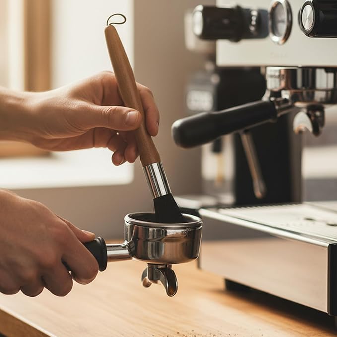 Nogeqi Espresso Maker Coffee Brush Coffee Cleaning Brush Machine Cleaner Tool With Wooden Handle Walnut Boar Bristles Beech Wood For Home Kitchen Barista With Hanging Loop