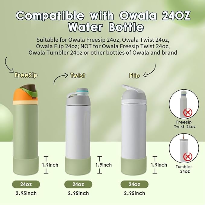 2PCS Silicone Water Bottle Boot, Compatible with Owala 24oz 32oz 40oz, Protective Anti-Scratch & Anti-Dent No Noise Sleeve Cover for FreeSip/Twist/Flip Water Bottles (Camo Cool, 24oz)