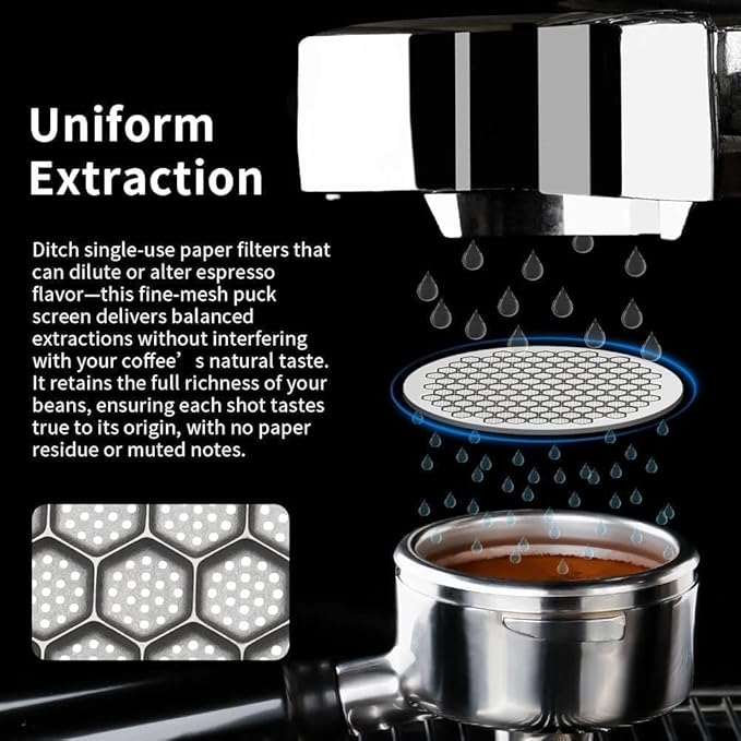 watchget 58.35mm Espresso Puck Screen Reusable Mesh Coffee Filter 0.7mm Thickness Puck Screen Stainless Steel Lower Shower Screen for 58mm Protafilter Basket