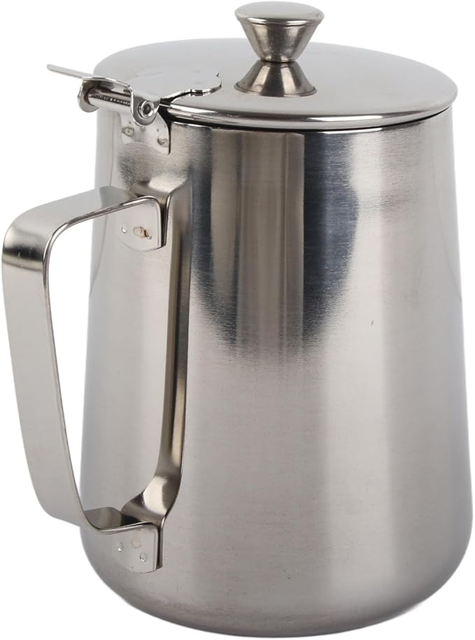 Espresso Steaming Pitcher, Stainless Steel Frothing Pitcher Milk Frothing Pitcher Jug with Lid Latte Coffee Art Tool (1000ml)