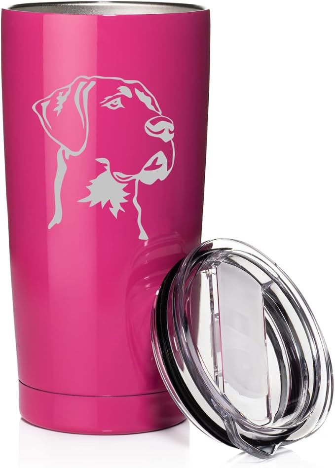 Smooth Body Tumbler Stainless Steel Vacuum Insulated Travel Mug Cup Gift Great Dane Face (Hot Pink, 20 oz)
