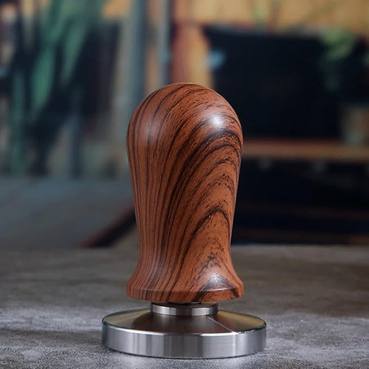 53mm Spring Loaded Espresso Tamper and Stirrer Set, Walnut Wood Coffee Tamper with Tamping Mat and Barista Accessories Kit for Espresso Machine, Wooden