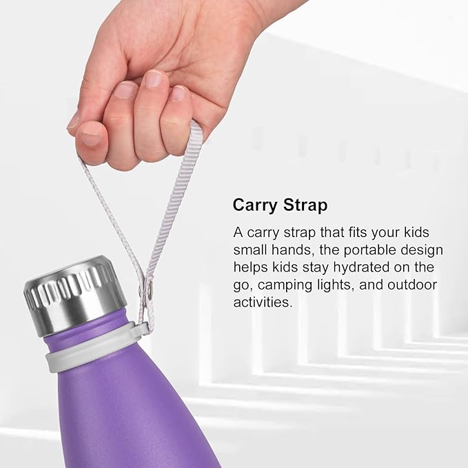 koodee 17 oz Stainless Steel Double Wall Vacuum Insulated Water Bottle,Kids Water Bottle for School, Cola Shape Leak Proof Sports Flask (Purple)