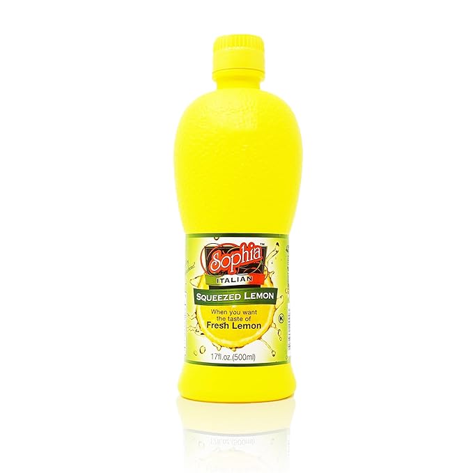Sophia Italian Lemon Juice from Sicily - 17oz (3-pack) | Real Sicilian Lemon Juice for Cooking & Lemonade | Bottled Juice from Fresh Lemons | Made in Italy | For Drinks, Marinades & More